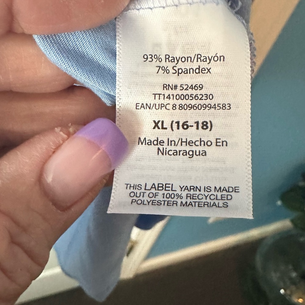 NWT Time and Tru Sky Blue V-Neck Tee Tunic length XL - Picture 3 of 5